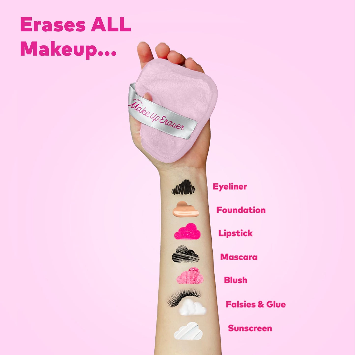 7-Day Set, Erase All Makeup with Just Water, Including Waterproof Mascara, Eyeliner, Foundation, Lipstick, Sunscreen, and More!, 7ct.