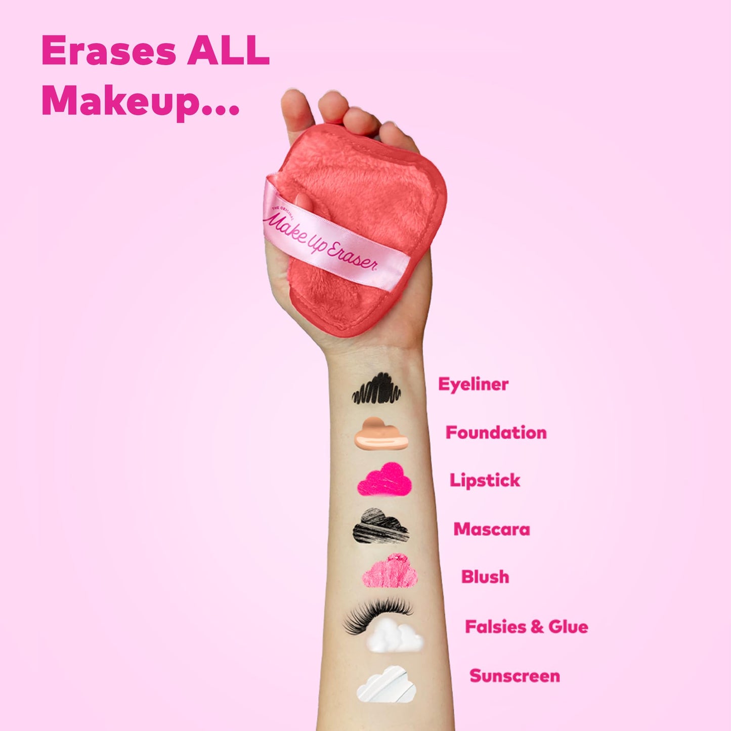 7-Day Set, Erase All Makeup with Just Water, Including Waterproof Mascara, Eyeliner, Foundation, Lipstick, Sunscreen, and More!, 7ct.