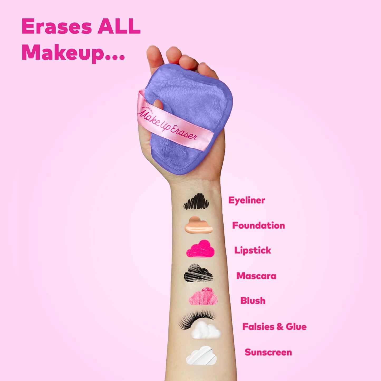 7-Day Set, Erase All Makeup with Just Water, Including Waterproof Mascara, Eyeliner, Foundation, Lipstick, Sunscreen, and More!, 7ct.