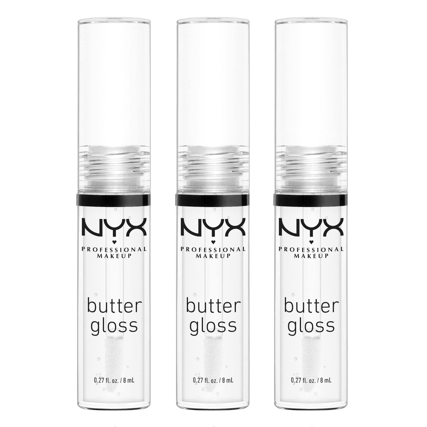 NYX PROFESSIONAL MAKEUP Butter Gloss, Non-Sticky Lip Gloss - Pack Of 3 (Angel Food Cake, Creme Brulee, Madeleine)