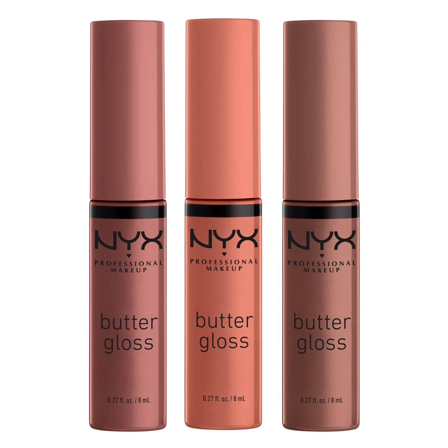 NYX PROFESSIONAL MAKEUP Butter Gloss, Non-Sticky Lip Gloss - Pack Of 3 (Angel Food Cake, Creme Brulee, Madeleine)