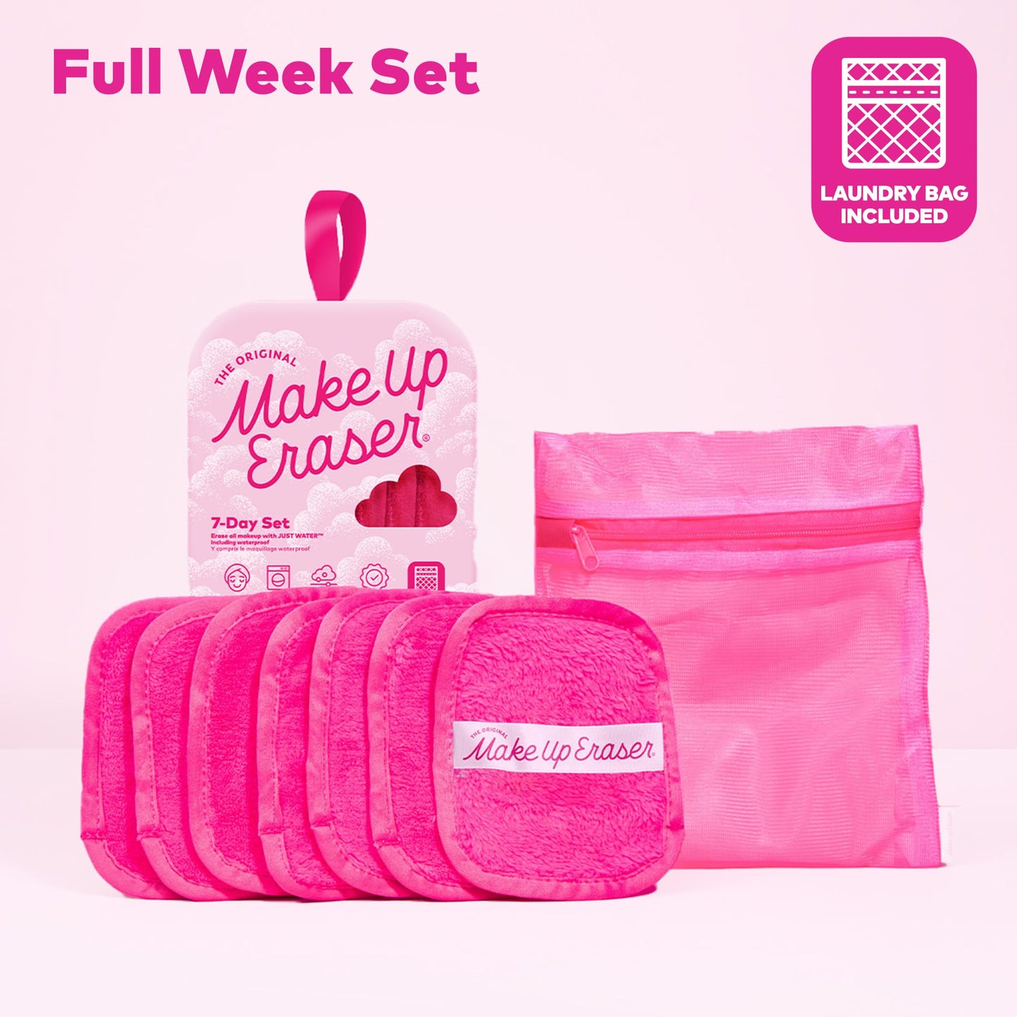 7-Day Set, Erase All Makeup with Just Water, Including Waterproof Mascara, Eyeliner, Foundation, Lipstick, Sunscreen, and More!, 7ct.